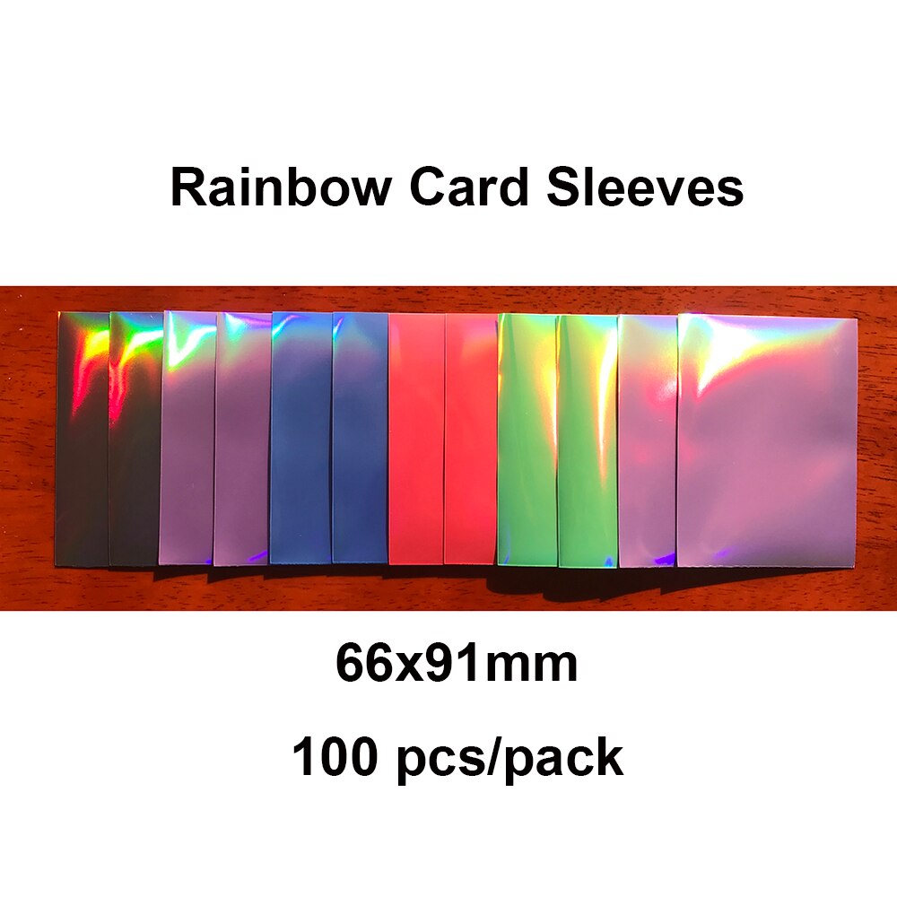 100 개/몫 레인보우 홀로그램 카드 슬리브, 호일 카드 수호자 아이돌 포토 쉴드 매직 레이저 커버 PKM/YGO66x91mm